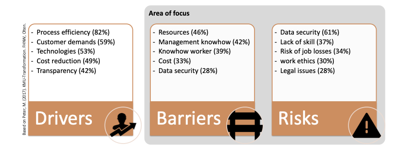 Figure1 The drivers, barriers and risks that prevent digital transformation